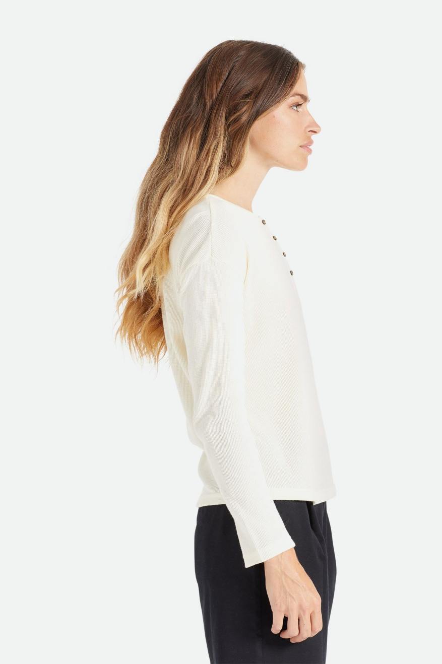 Brixton Monty L/S Henley Women's Tops White | 435LNOJZQ