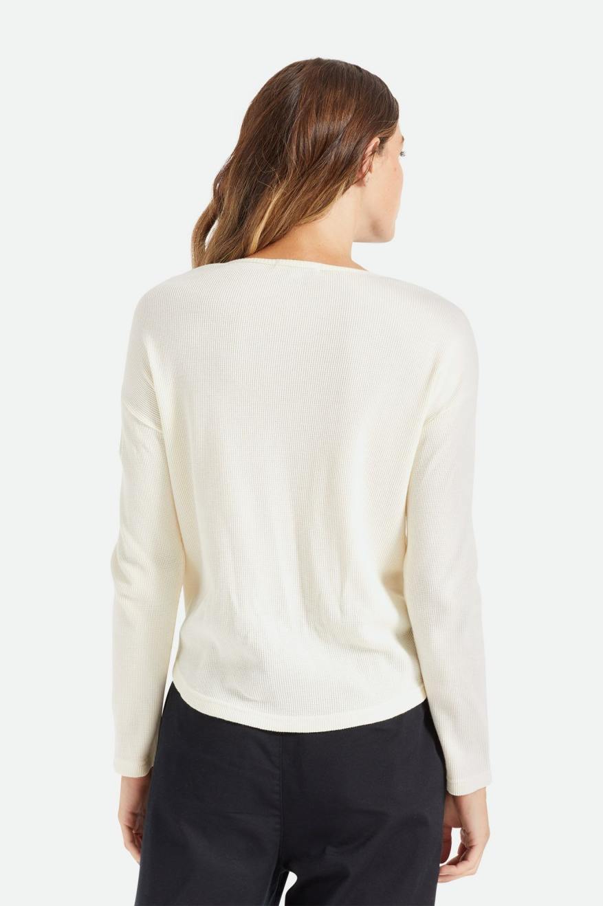 Brixton Monty L/S Henley Women's Tops White | 435LNOJZQ