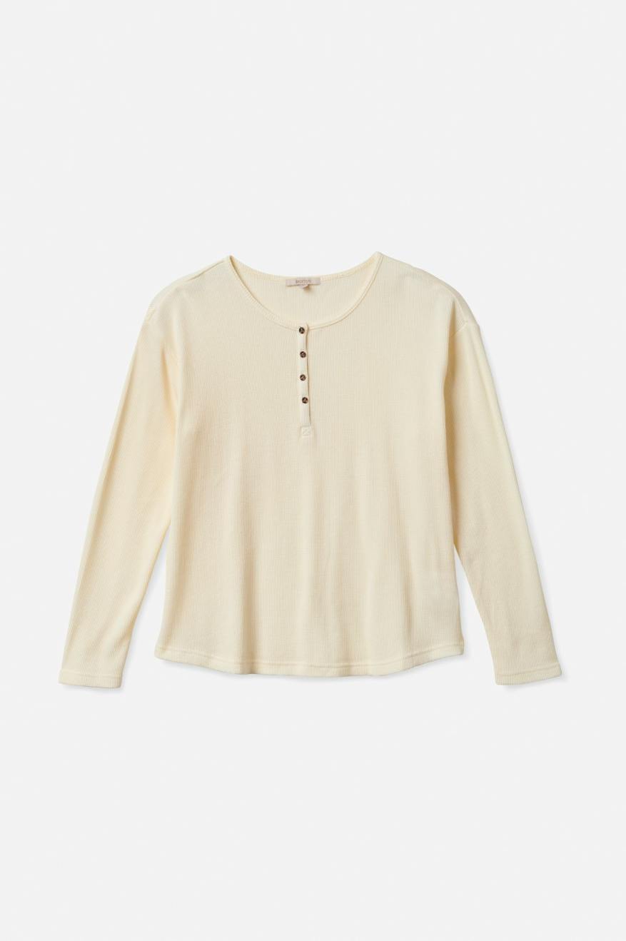 Brixton Monty L/S Henley Women's Tops White | 435LNOJZQ