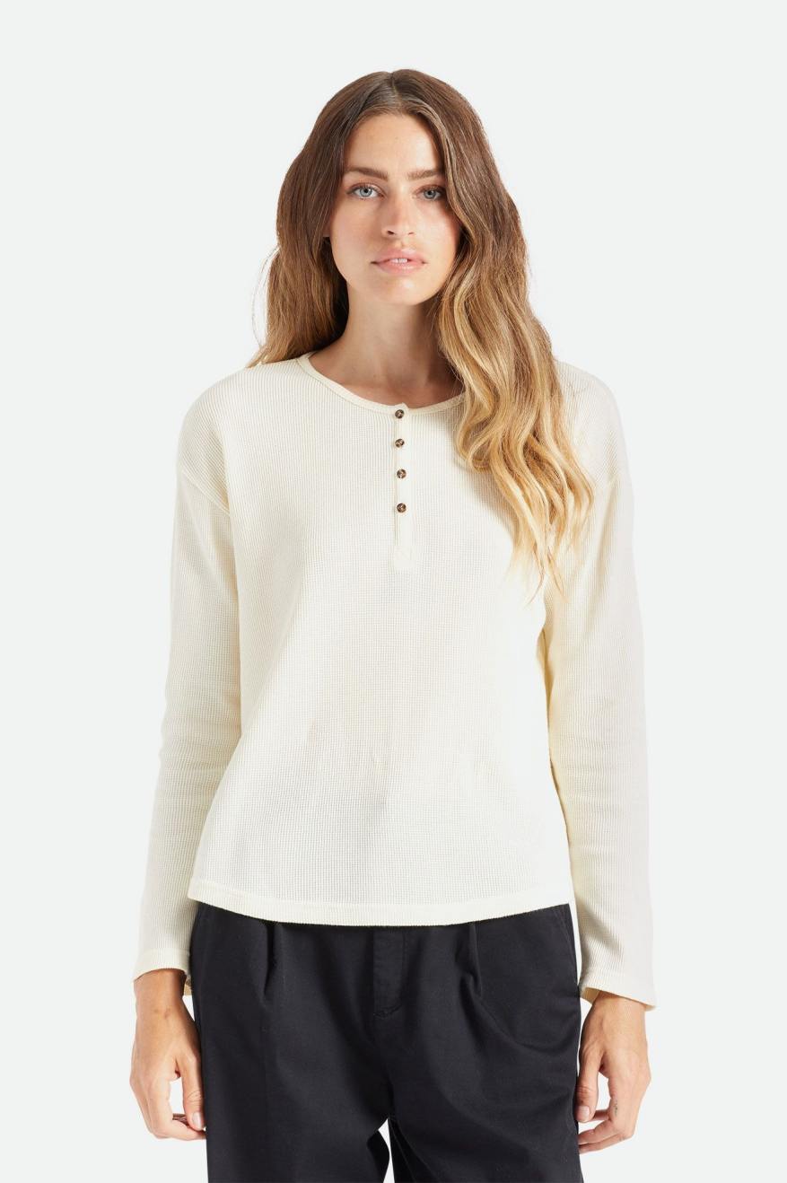 Brixton Monty L/S Henley Women\'s Tops White | 435LNOJZQ