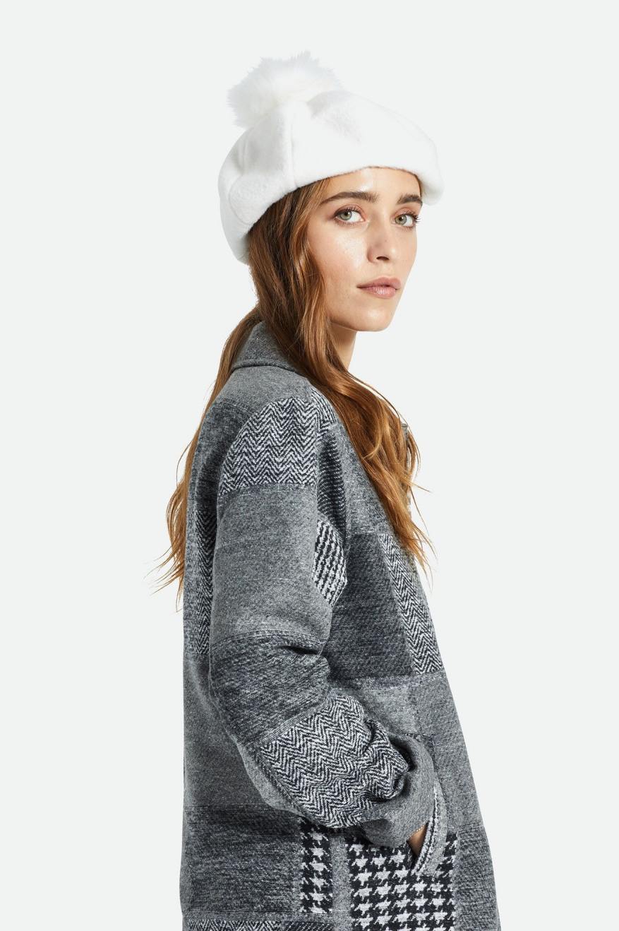 Brixton Natalie Oversized Pom Beret Women's Hats White | 395XBMLJS