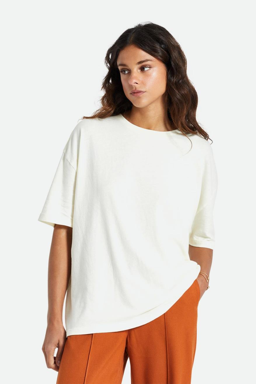 Brixton Oversized Boyfriend Tee Women's Tops White | 265SVXQHU