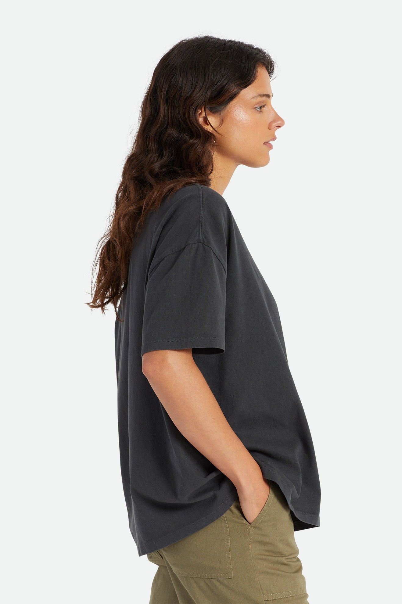 Brixton Oversized Boyfriend Tee Women's Tops Black | 736QCERLB