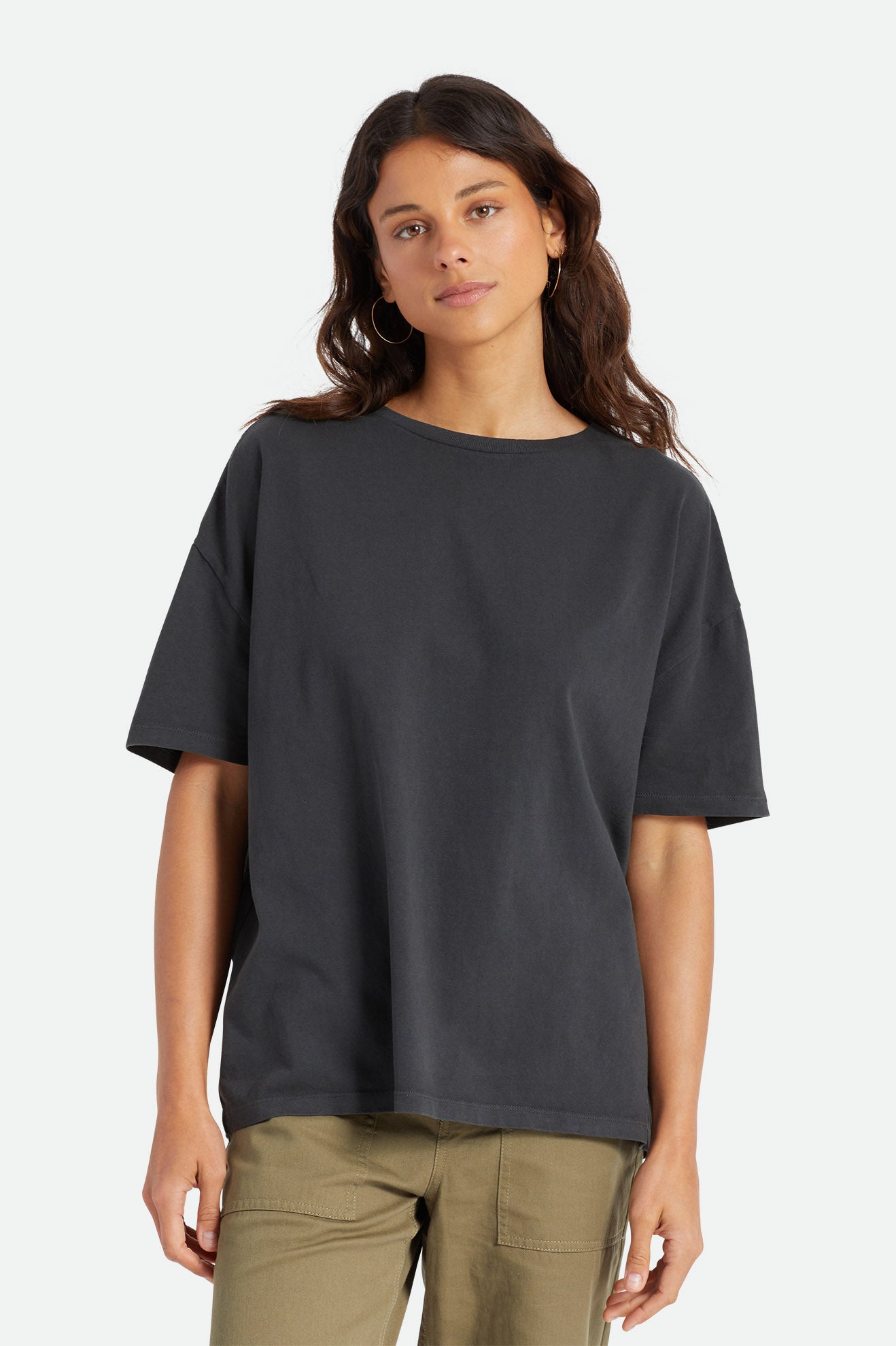 Brixton Oversized Boyfriend Tee Women\'s Tops Black | 736QCERLB