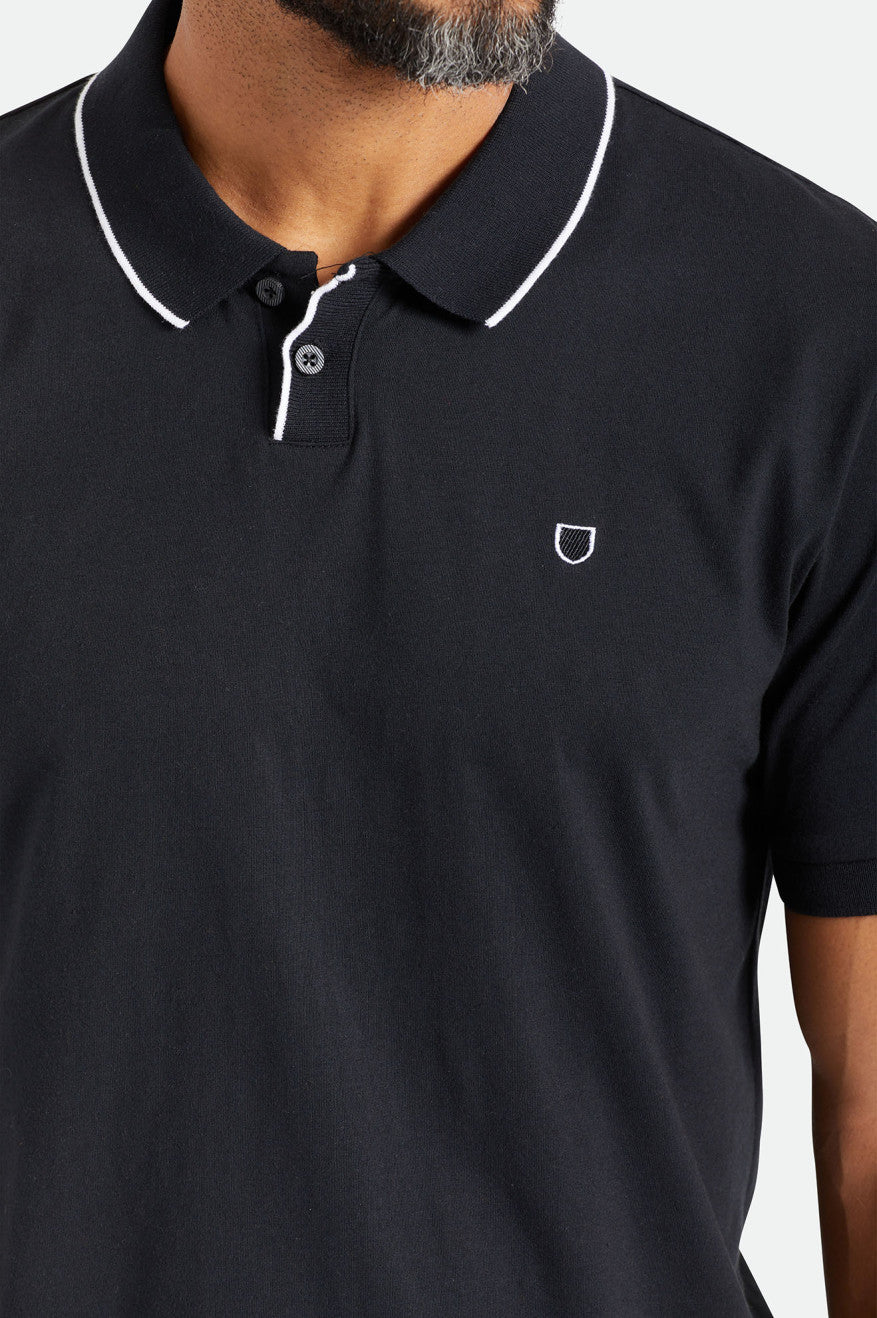 Brixton Proper S/S Polo Men's Knitwear Black | 783JXWVBN