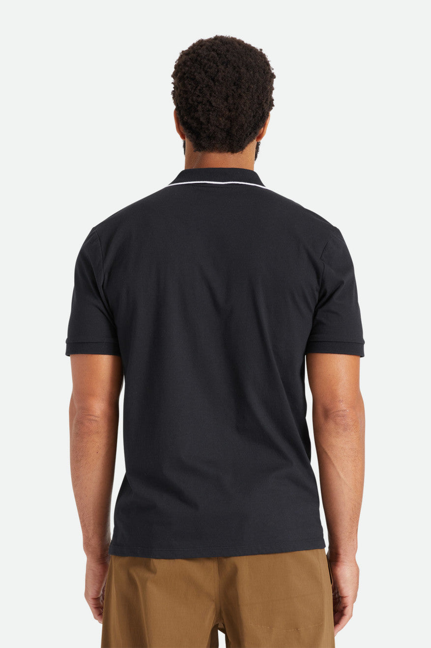 Brixton Proper S/S Polo Men's Knitwear Black | 783JXWVBN