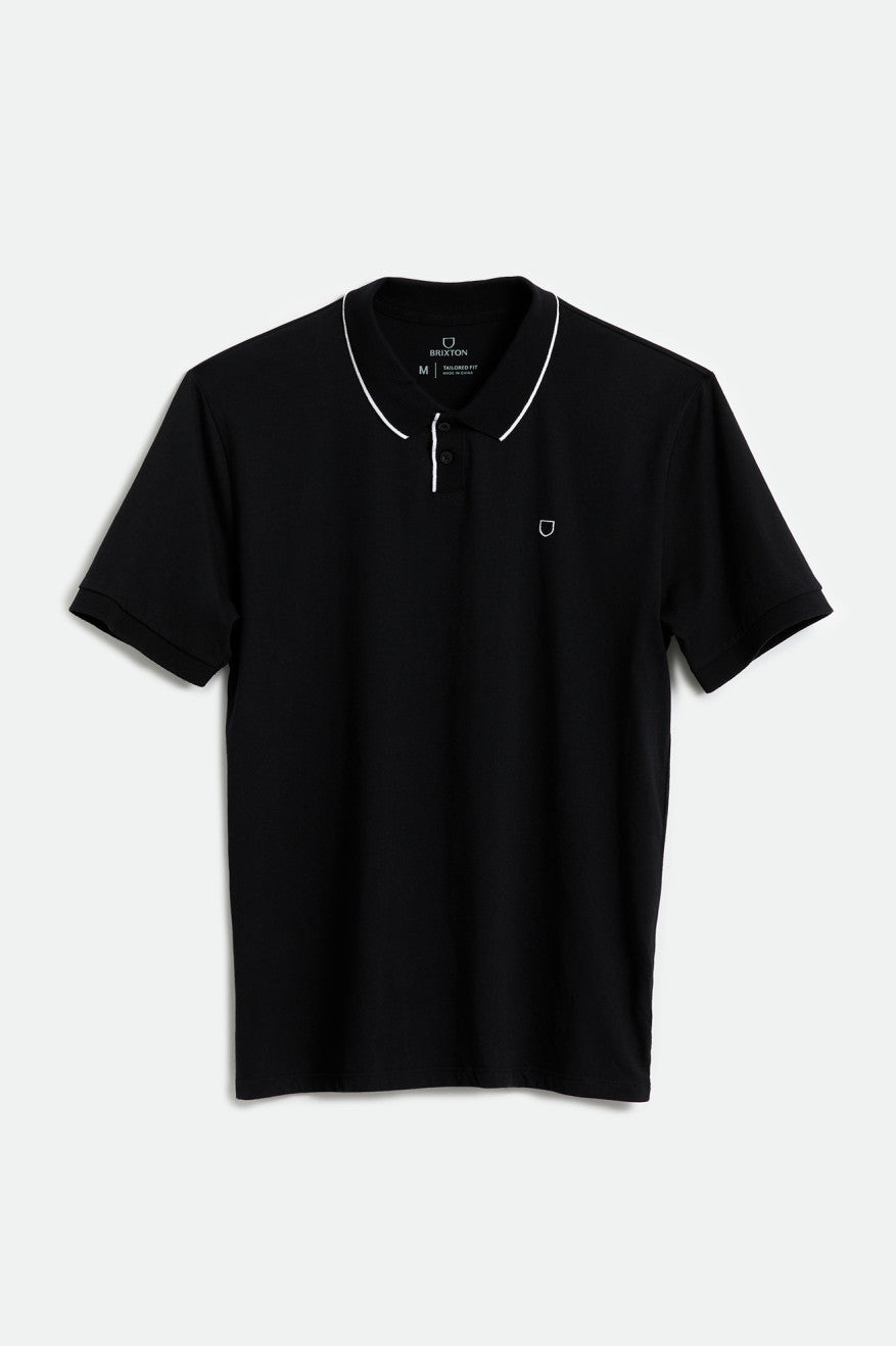 Brixton Proper S/S Polo Men's Knitwear Black / White | 943WEIBLO