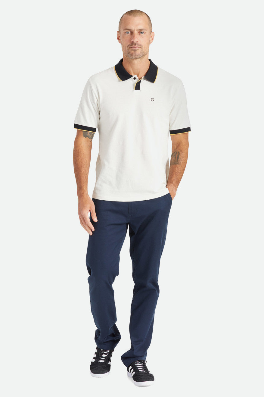 Brixton Proper S/S Polo Men's Knitwear White / Black | 872YOIVZR