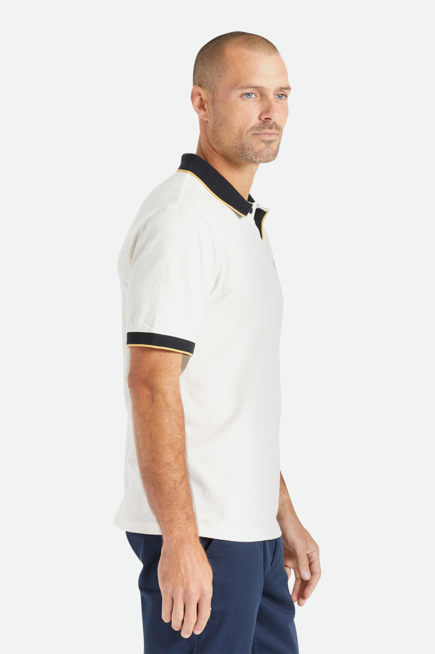 Brixton Proper S/S Polo Men's Knitwear White / Black | 872YOIVZR