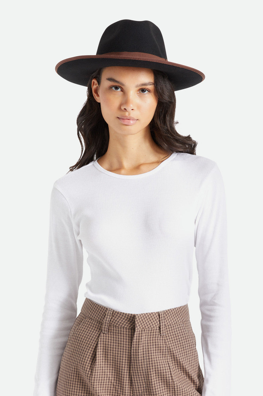 Brixton Reno Fedora Women's Fedoras Black / Brown | 785GHRVPC