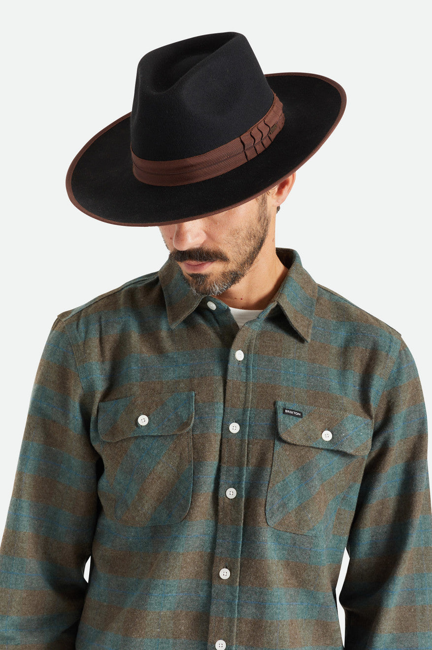 Brixton Reno Men's Fedoras Black / Brown | 879ACPWRD