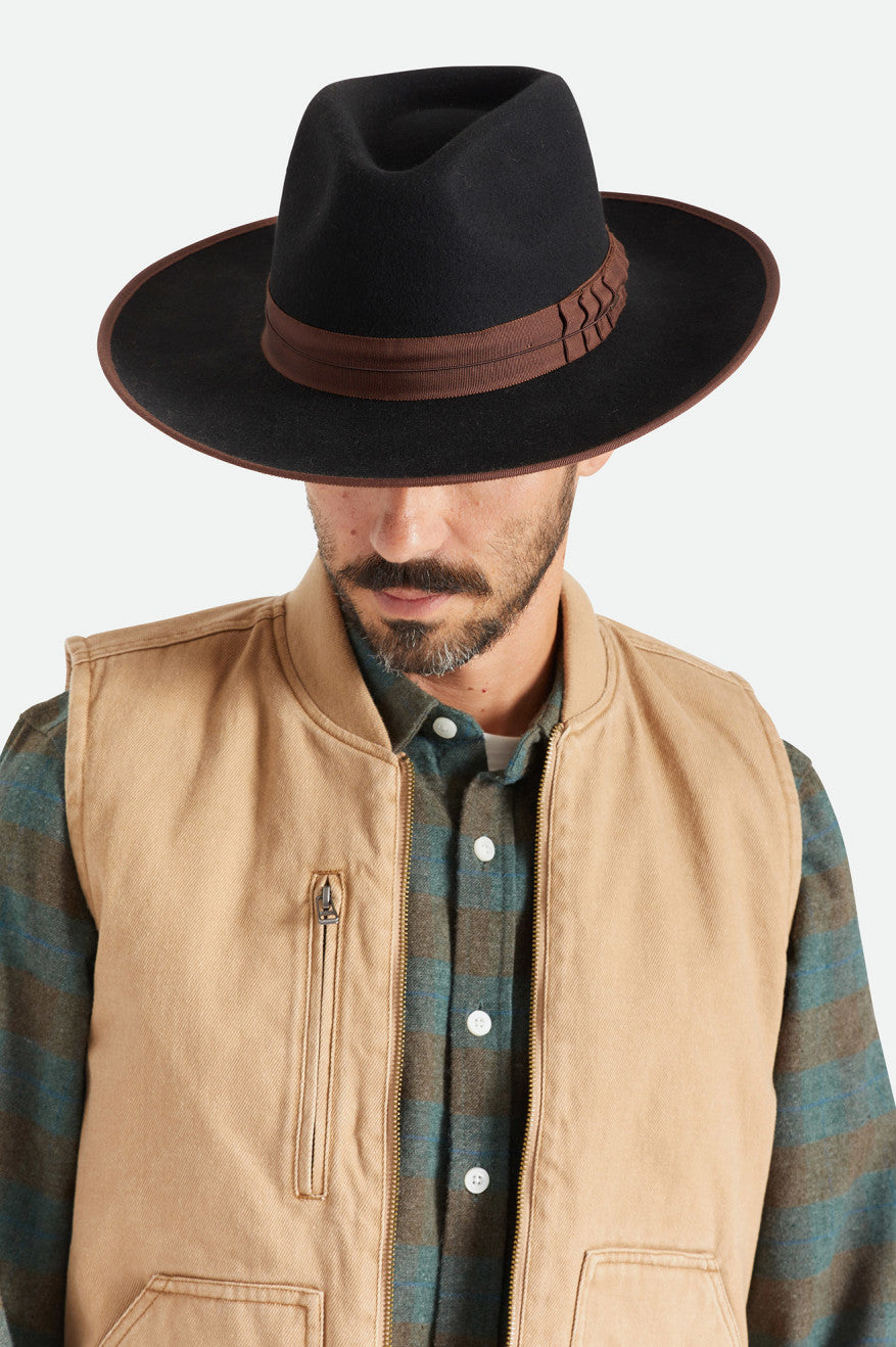 Brixton Reno Men's Fedoras Black / Brown | 879ACPWRD