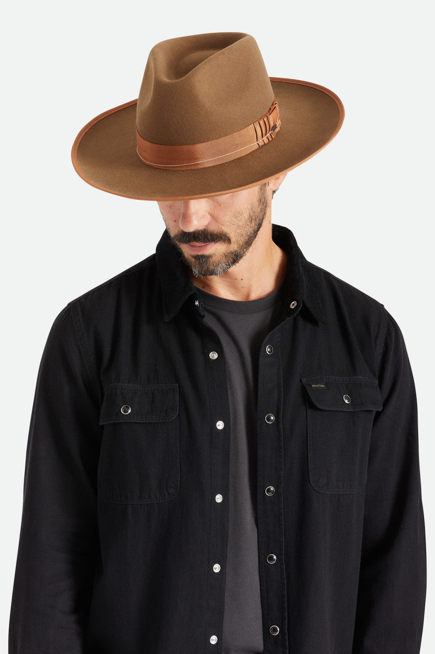 Brixton Reno Men's Fedoras Coffee | 983QBWSDR