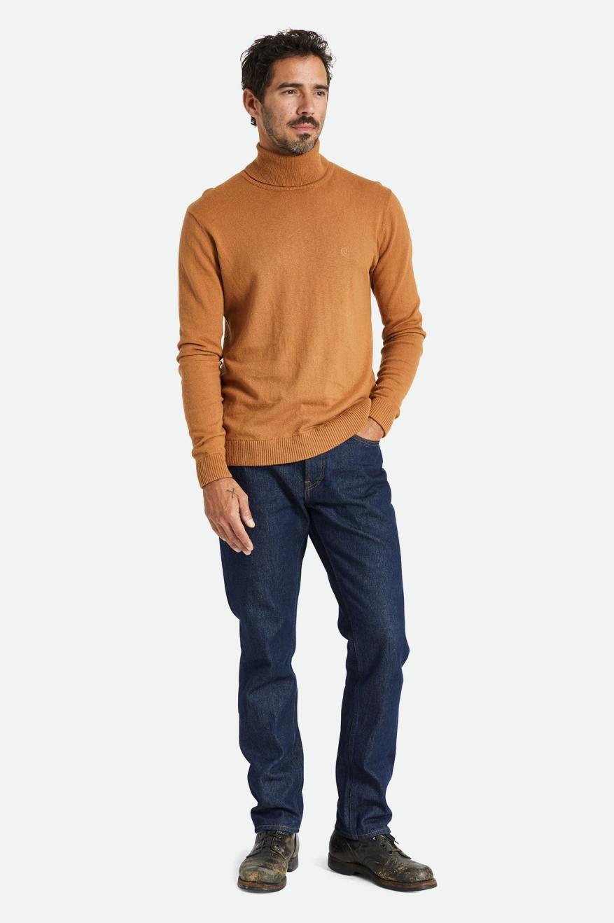 Brixton Reserve Cashmere L/S Turtleneck Men's Knitwear Brown | 514AHJKLY