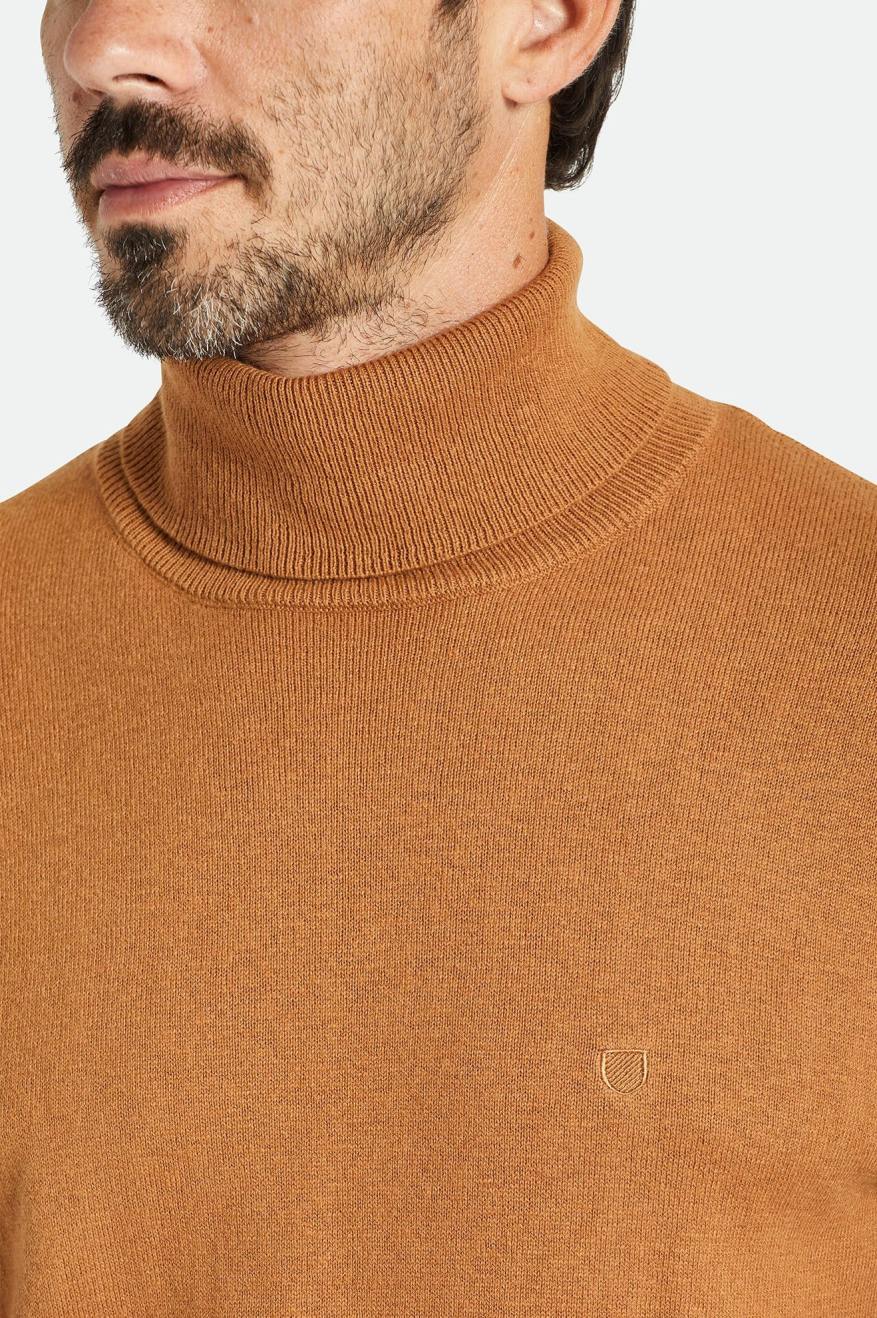 Brixton Reserve Cashmere L/S Turtleneck Men's Knitwear Brown | 514AHJKLY