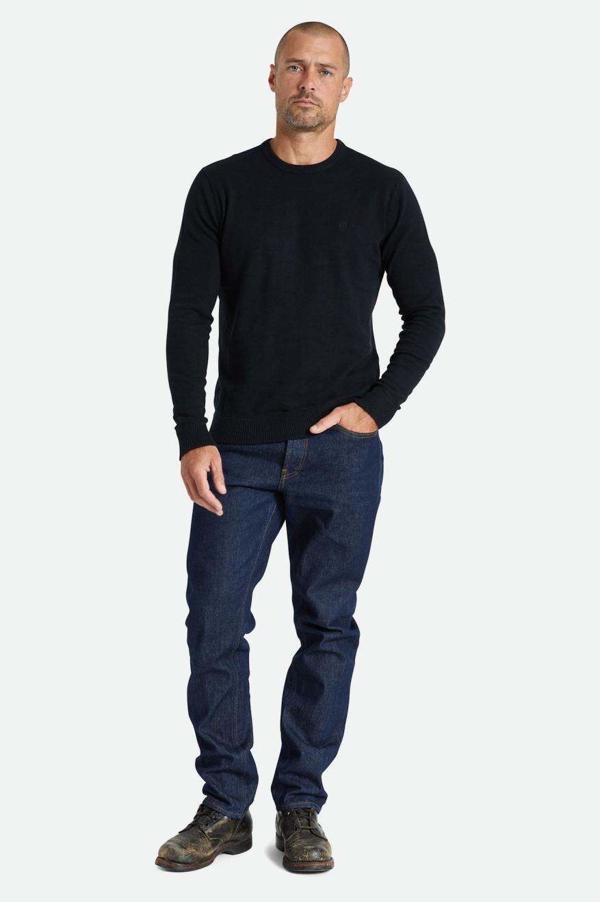 Brixton Reserve Cashmere Sweater Men's Knitwear Black | 174WHDMZR