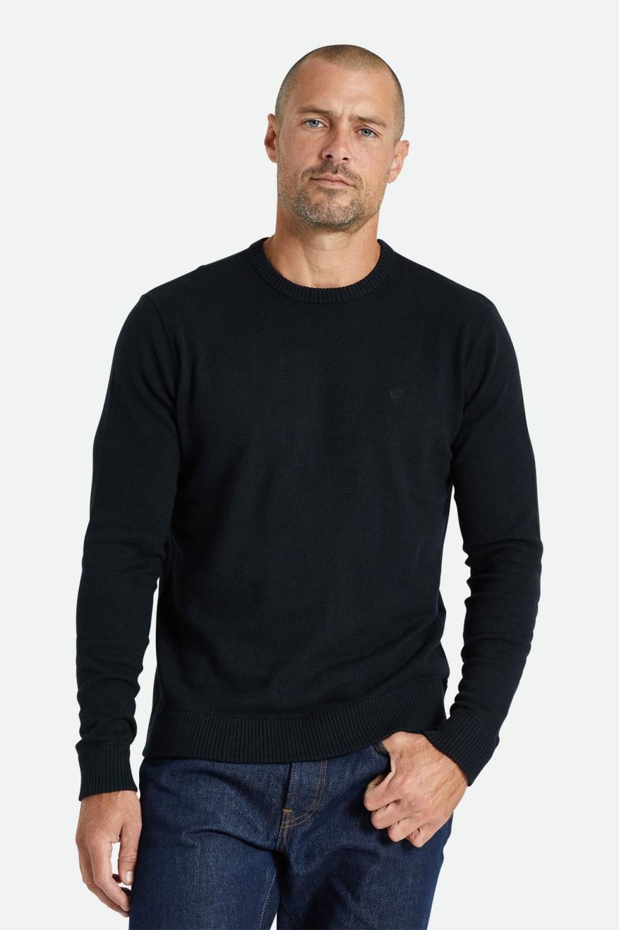 Brixton Reserve Cashmere Sweater Men\'s Knitwear Black | 174WHDMZR