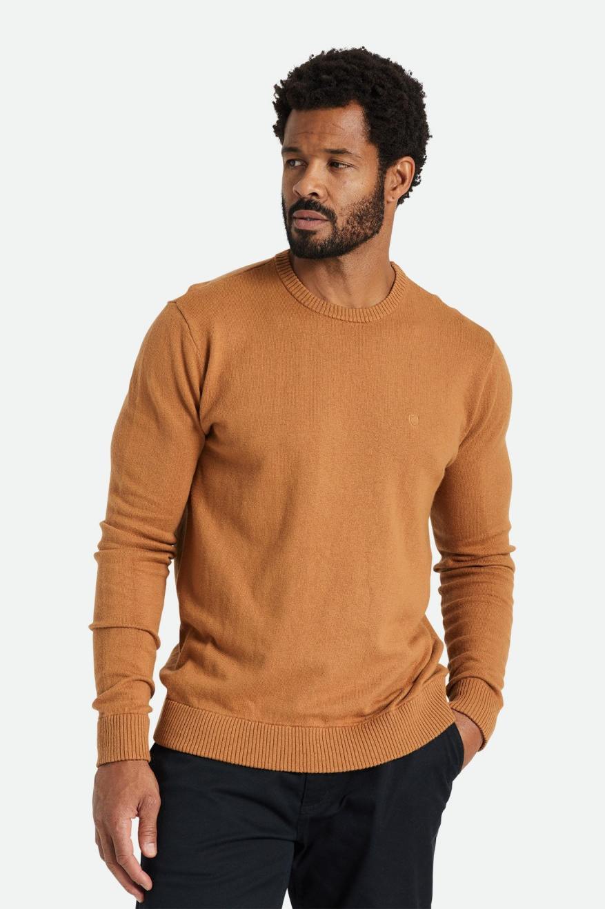 Brixton Reserve Cashmere Sweater Men\'s Knitwear Brown | 461XOBYKL