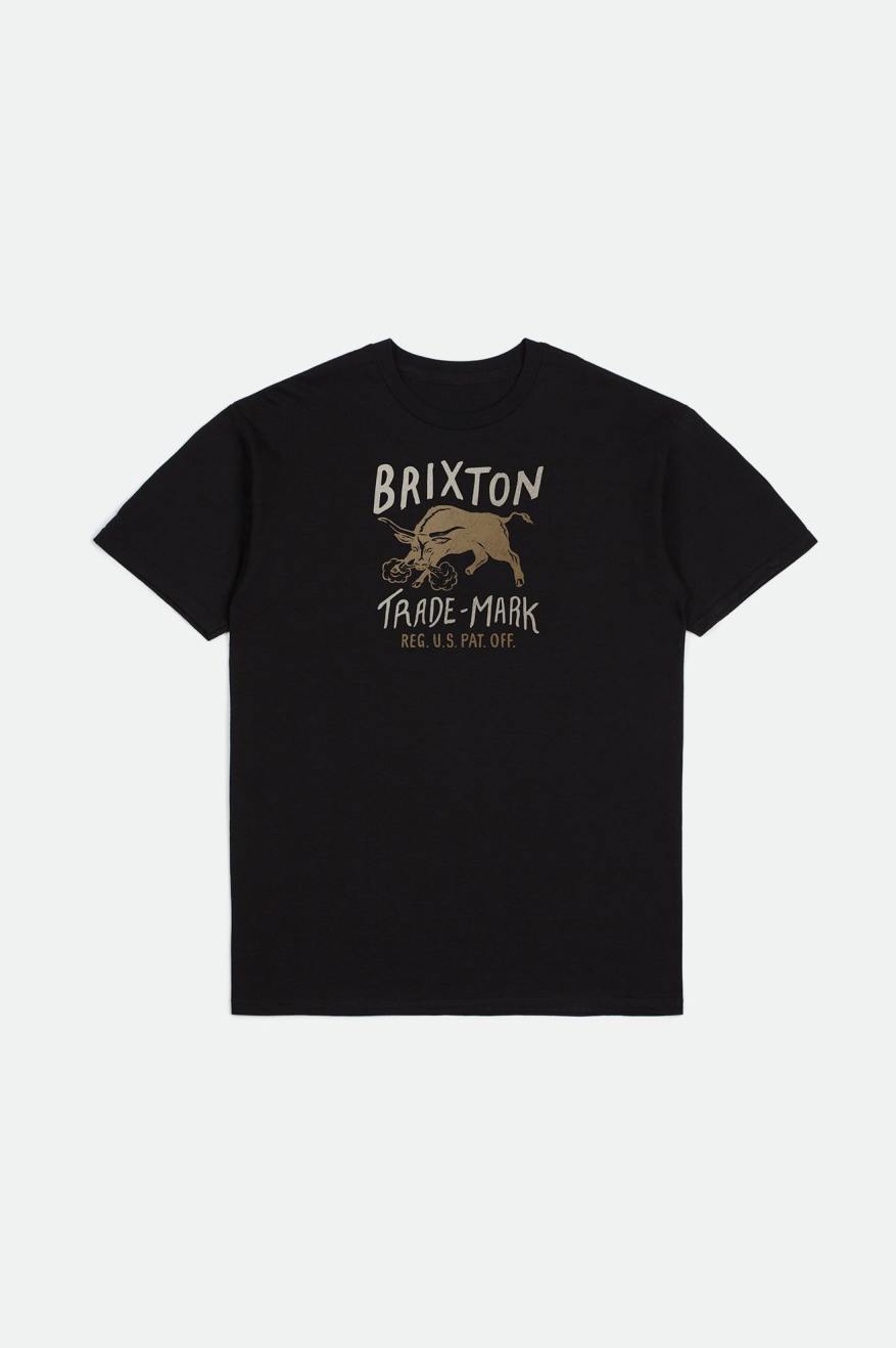 Brixton Roxboro S/S Standard Men\'s Tops Black | 496ZTVQEX