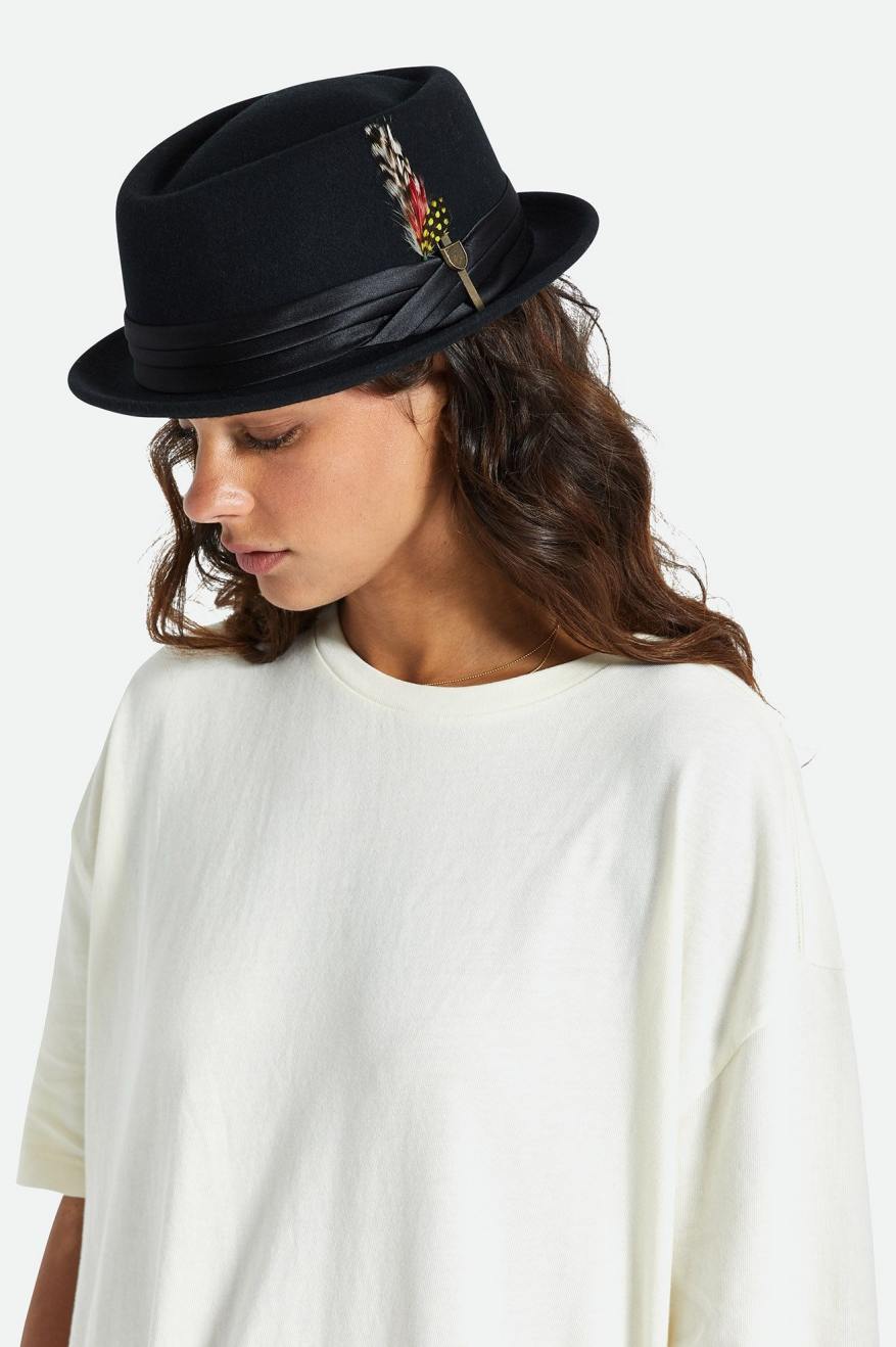 Brixton Stout Pork Pie Women's Hats Black | 730LPEQHY