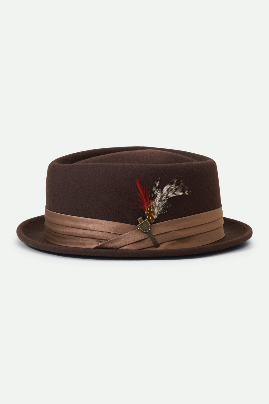 Brixton Stout Pork Pie Women's Hats Brown | 832OUZBPV