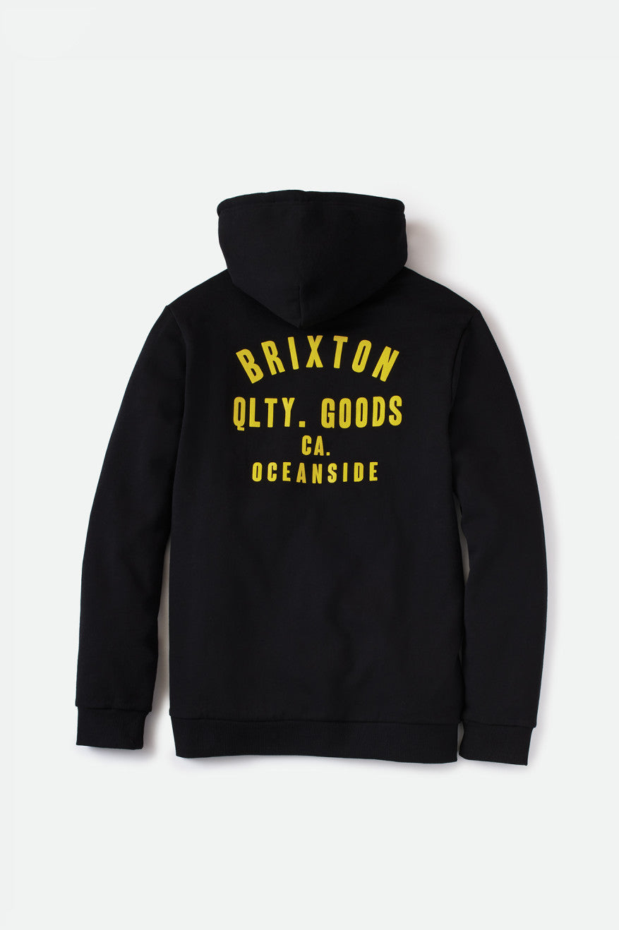 Brixton Woodburn Oceanside Fleece Men's Hoodie Black / Gold | 478XTZAVQ