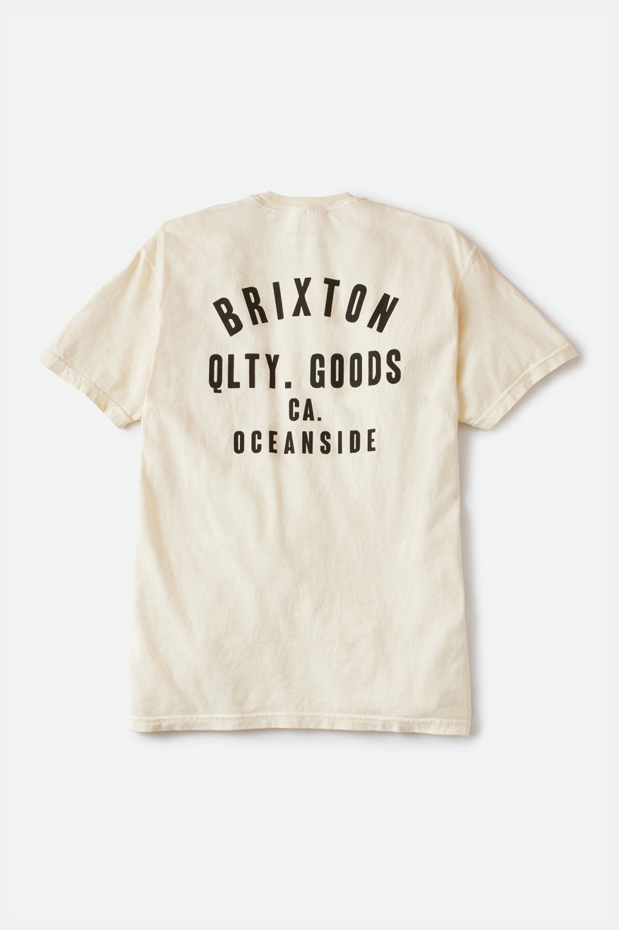 Brixton Woodburn Oceanside S/S Standard Men's Tops Cream / Black | 209SXNOZK